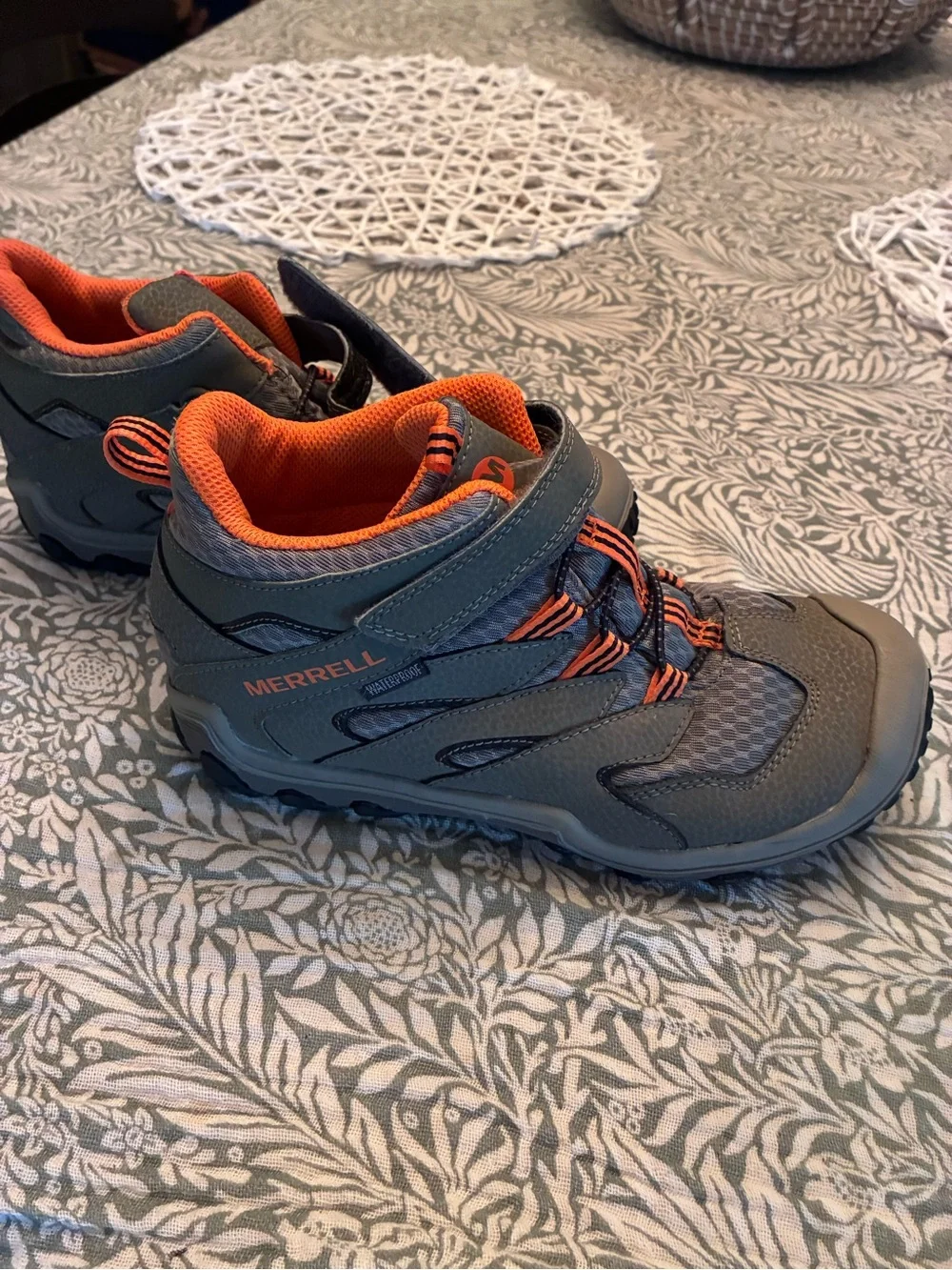 Boys Orange Merrell hiking boots